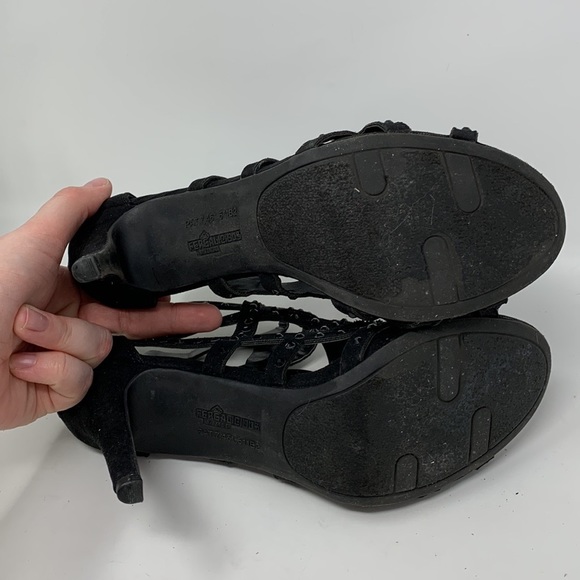 Fergalicious Strappy Black Jeweled open toe Heels - Picture 8 of 14